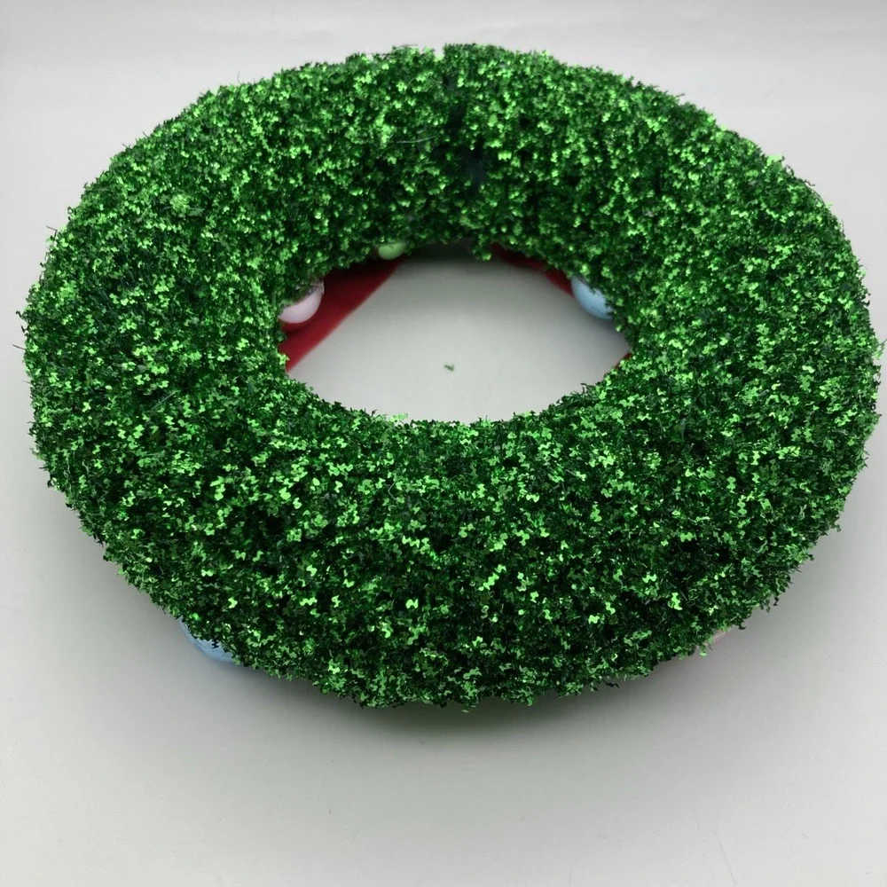 World Market Metallic Kelly Green Bottlebrush Christmas Wreath Hanging 8